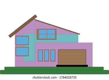 
casa moderna de dos pisos, ilustración vectorial