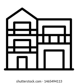 Modern two story house icon. Outline modern two story house vector icon for web design isolated on white background