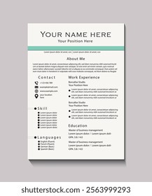 Modern Two-Column Resume Layout with Clean Design