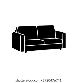 Icono moderno de la silueta del sofá de dos plazas para los diseños del diseño interior de la sala de estar