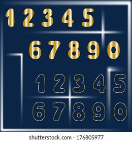 Modern type font, golden numbers, vector eps10. Can be used for happy birthday, anniversary and more.