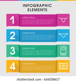 Modern type infographic template. infographic design with type icons includes female underwear. can be used for presentation, diagram, annual report, web design.