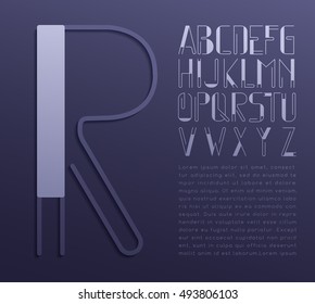 Modern Typeset : Letter R : Vector Illustration