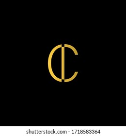 Logotipo moderno de letra monograma C con color dorado y negro.