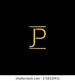Modern Typhography Monogram Letter JP Logo, the country code of Japan with black and gold color.