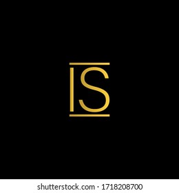 Modern Typhography Monogram Letter IS Logo, with black and gold color.