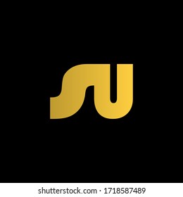 Modern Typhography Monogram Letter SU Logo, with gold and black color.