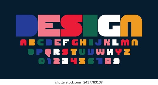 modern typography alphabet design. color font style. playful modern alphabet design.Creative urban sport fashion futuristic font and with numbers. vector illustration