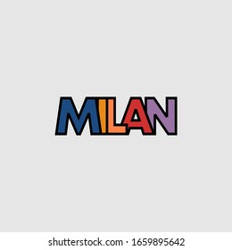 Modern typography design of milan city italy with soft colourful scheme