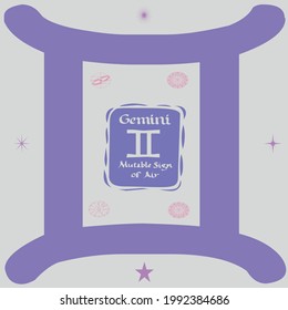 Modern typography gemini  -mutable saign of air slogan print with zodiac sign illustration for girl, boy,  woman, man, kids tee t shirt - Vector