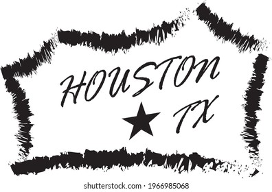 Modern typography Houton TX slogan print with star illustration for girl- boy -woman-man  tee t shirt - Vector