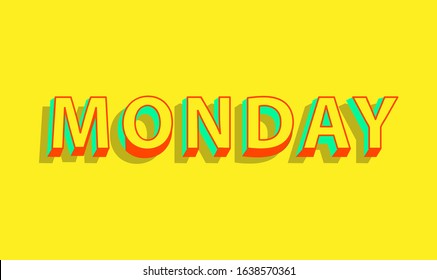 Modern typography text monday vector eps 10 on yellow background