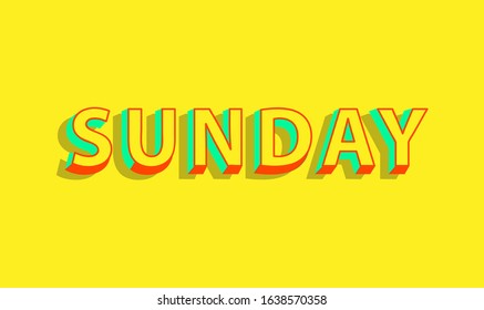 Modern typography text sunday vector eps 10 on yellow background