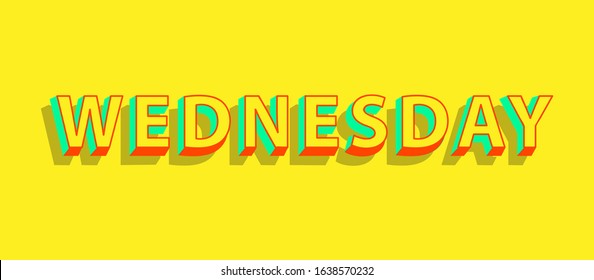 Modern typography text wednesday vector eps 10 on yellow background