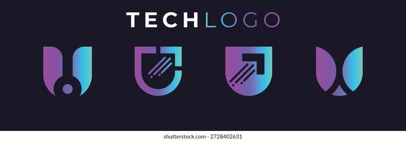 Colección moderna de logotipos de letras U para empresas de software, TI y startups