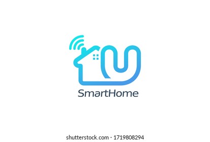 Modern U Letter smart home company logo. kreatives Emblem-Haus-Design. erste Markenvorlage.