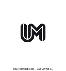 Modern U and M Letter Logo, Bold Monogram Design.