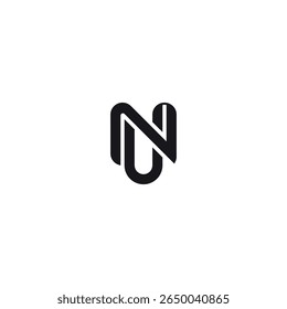 Logotipo moderno em letra U e N, design de monograma arrojado.