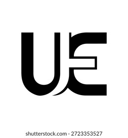 Modern UE letter logo designed with bold and clean typography. Minimalist text-based logo suitable for business branding, technology companies, startups, corporate identity, creative studios, and professional brand design. Simple black logo isolated on white background.