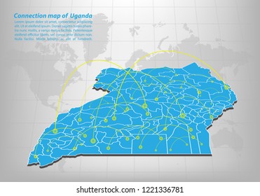 Modern of uganda Map connections network design, Best Internet Concept of uganda map business from concepts series, map point and line composition. Infographic map. Vector Illustration.