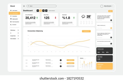 Modern UI dashboard user admin panel template design.