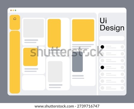 Modern UI Design Dashboard Template Vector Illustration, Web Interface Layout and Admin Panel Wireframe