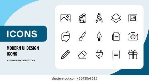 Conjunto de Ícones de Design de Interface do Usuário Moderna