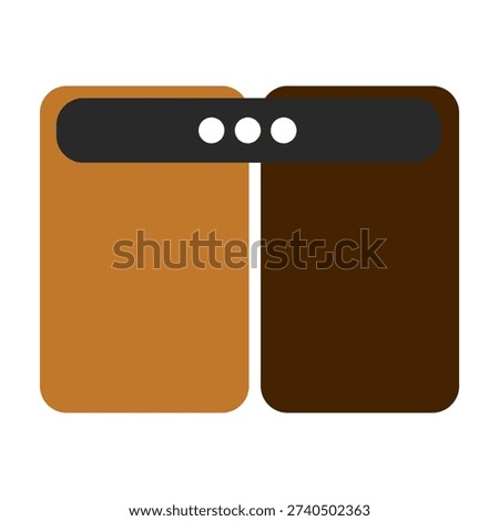 modern UI element with two vertical colored panels and dark header bar