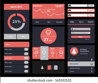 Modern UI flat design vector kit in trendy color