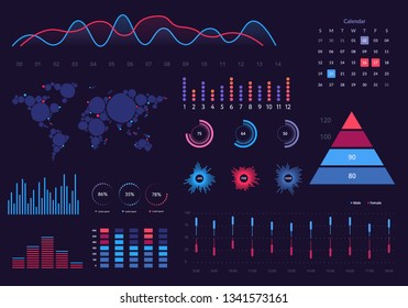Modern ui graphic data infographic dashboard. Design template network management interface screen with charts, and diagrams for web design and analysis information. Vector digital illustration. 