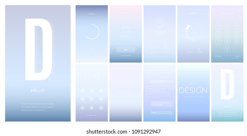 Modern UI, GUI vertical screen vector design for mobile app with UX and flat web icons. Wireframe kit for Lock Screen, Login page, Enter Passcode, User call, Text Messages and Stats Chart.