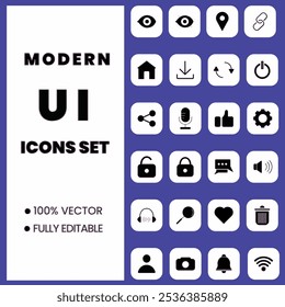 Modern UI icons set with stroke and fill,  useful for designers, and 100% vector.