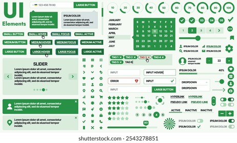 Modern UI kit featuring a collection of essential buttons, icons, and navigation elements for websites and mobile apps. Ideal for responsive design and dashboards.