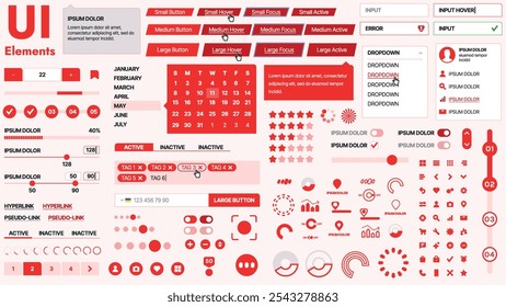 Modern UI kit featuring a collection of essential buttons, icons, and navigation elements for websites and mobile apps. Ideal for responsive design and dashboards.