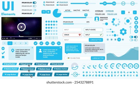 Modern UI kit featuring a collection of essential buttons, icons, and navigation elements for websites and mobile apps. Ideal for responsive design and dashboards.