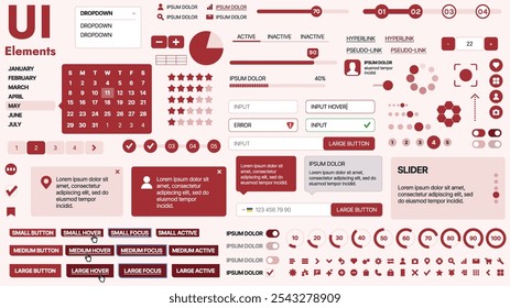 Modern UI kit featuring a collection of essential buttons, icons, and navigation elements for websites and mobile apps. Ideal for responsive design and dashboards.
