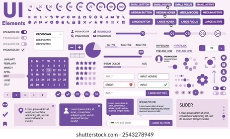 Modern UI kit featuring a collection of essential buttons, icons, and navigation elements for websites and mobile apps. Ideal for responsive design and dashboards.