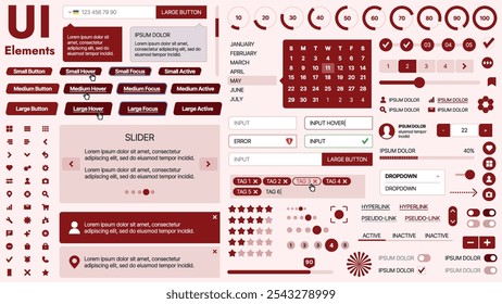 Modern UI kit featuring a collection of essential buttons, icons, and navigation elements for websites and mobile apps. Ideal for responsive design and dashboards.