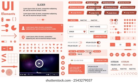 Modern UI kit featuring a collection of essential buttons, icons, and navigation elements for websites and mobile apps. Ideal for responsive design and dashboards.