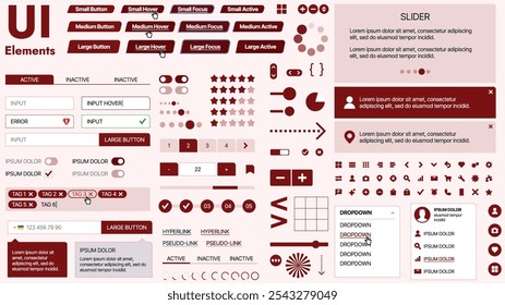 Modern UI kit featuring a collection of essential buttons, icons, and navigation elements for websites and mobile apps. Ideal for responsive design and dashboards.