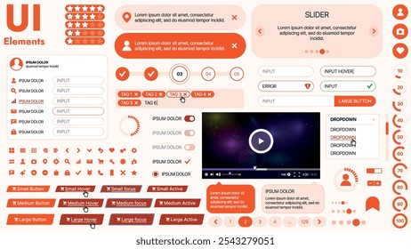 Modern UI kit featuring a collection of essential buttons, icons, and navigation elements for websites and mobile apps. Ideal for responsive design and dashboards.