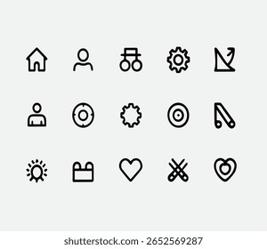 "Modern UI Line Icon Set – Essentials for Apps, Profiles, and Tools"