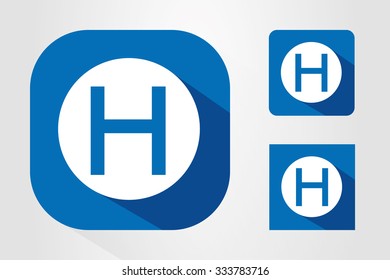 Modern UI mobile app icon symbols with letter H.