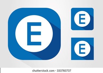 Modern UI mobile app icon symbols with letter E.