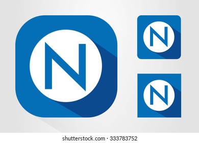 Modern UI mobile app icon symbols with letter N.
