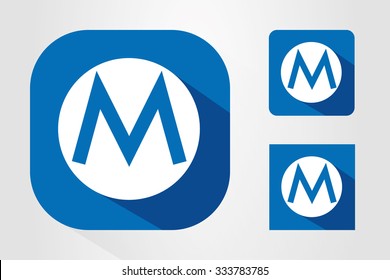Modern UI mobile app icon symbols with letter M.