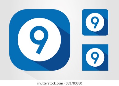 Modern UI mobile app icon symbols with number 9.