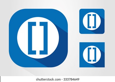 Modern UI mobile app icon symbols with bracket symbols.