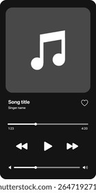 Interface de usuário moderna definida para aplicativo de player de música com telas para álbum, perfil, lista de reprodução e faixa