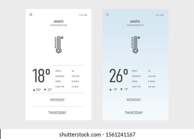 modern UI UX and GUI interface weather widgets design concept on white and blue backgrounds. vector weather icon  and web element for mobile applications. Full icon set available in my portfolio